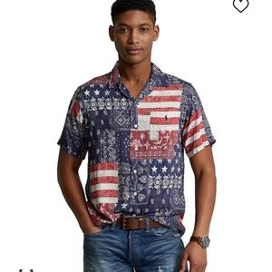 Polo by Ralph Lauren Red and Blue Casual Button Down Shirt